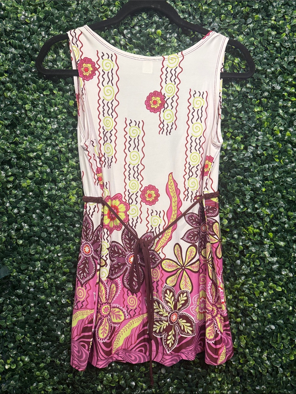 Studio Y Pink Floral V-Neck Chemise with Brown Trim - Picture 4 of 4
